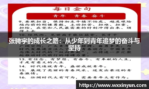 张骋宇的成长之路：从少年到青年追梦的奋斗与坚持